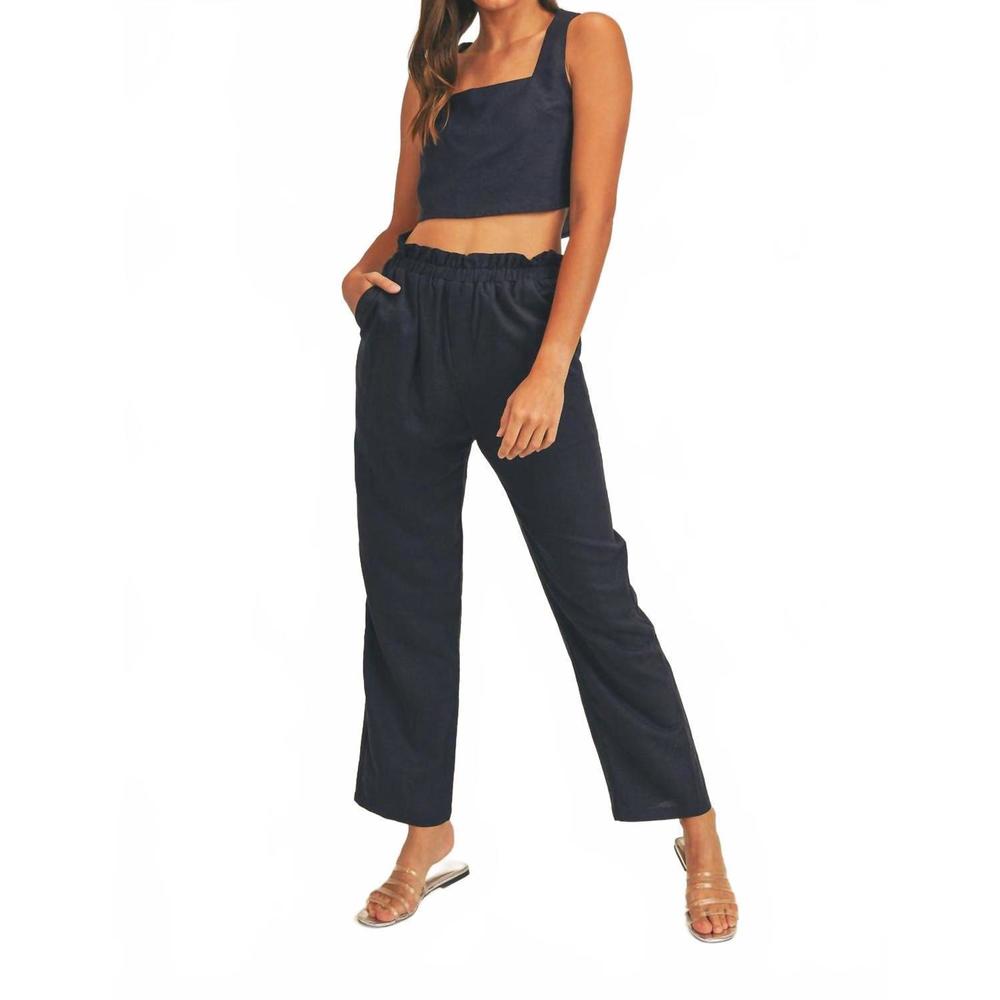 NEW MABLE aya crop top and pants set in dark navy